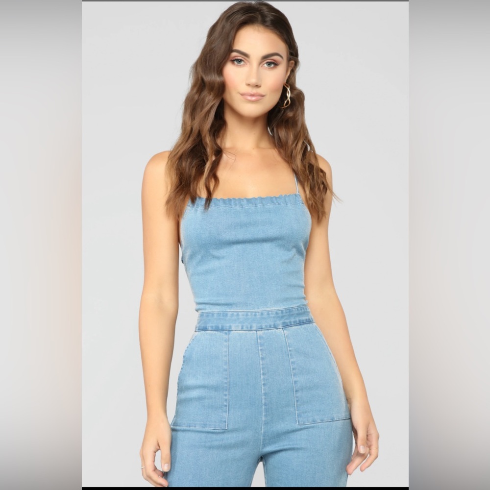 Cute Back Story denim jumpsuit